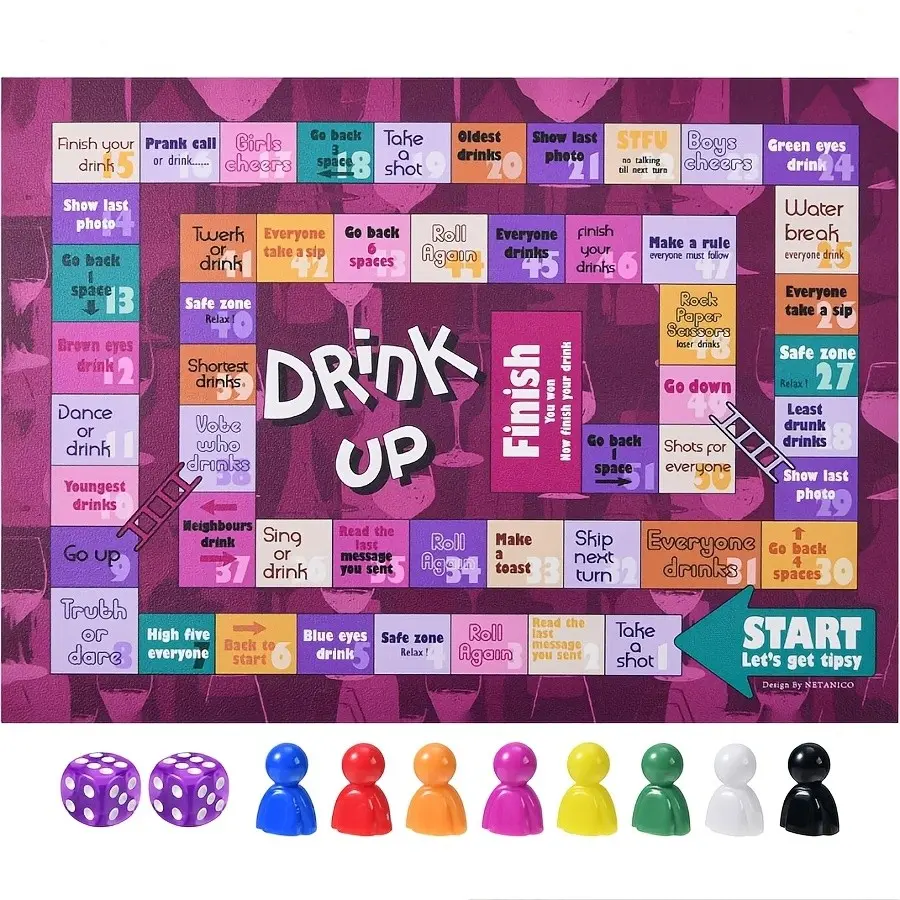 Tipsy Land Adult Interactive Party Board Game Set, Perfect for Holiday Parties, Halloween, Christmas, Thanksgiving, New Year, Graduation
