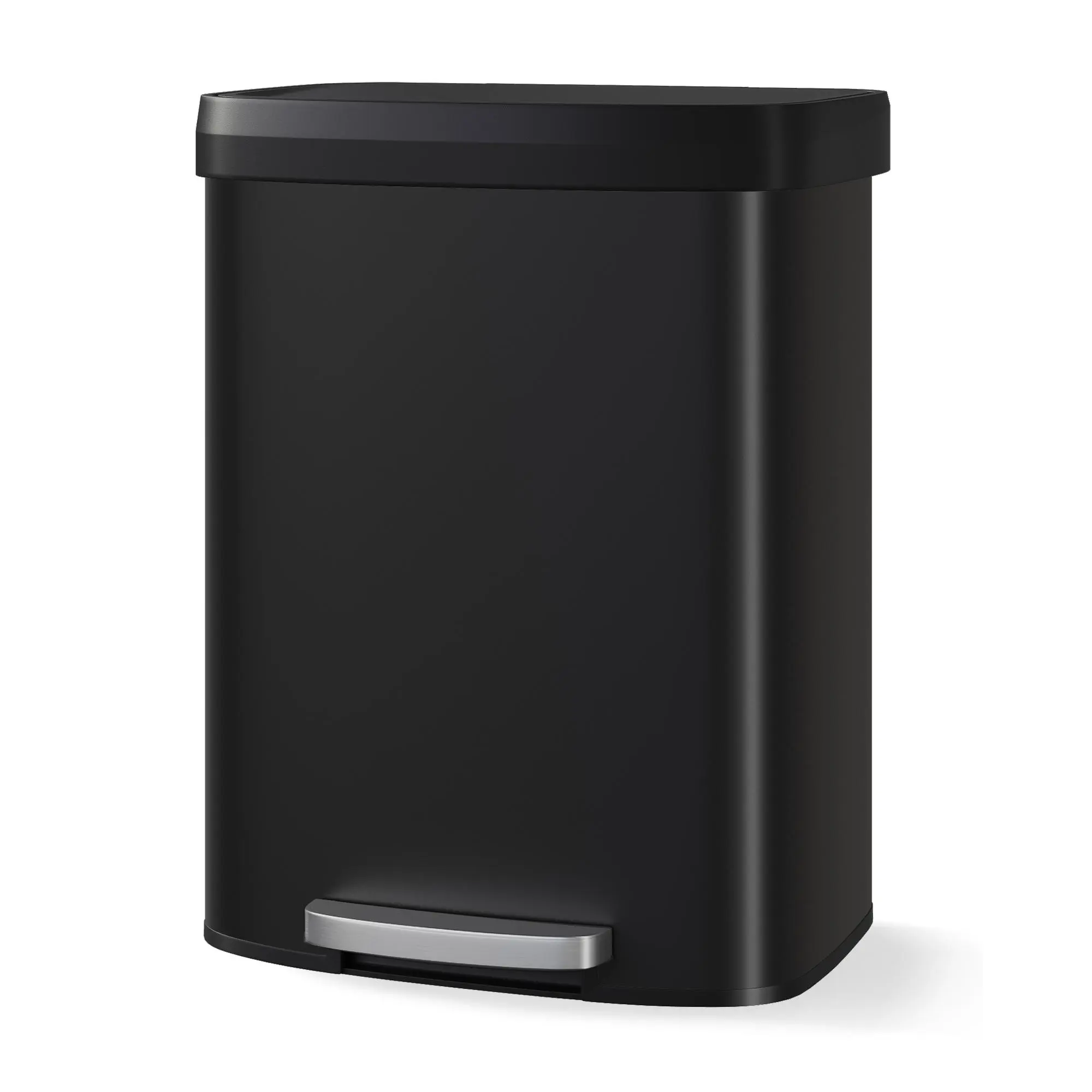 60L Stainless Steel Kitchen Trash Can – Large Capacity Pedal Bin with Soft-Close Lid, Fingerprint Resistant, Removable Inner Bucket, Stay-Open Feature, Modern Bin