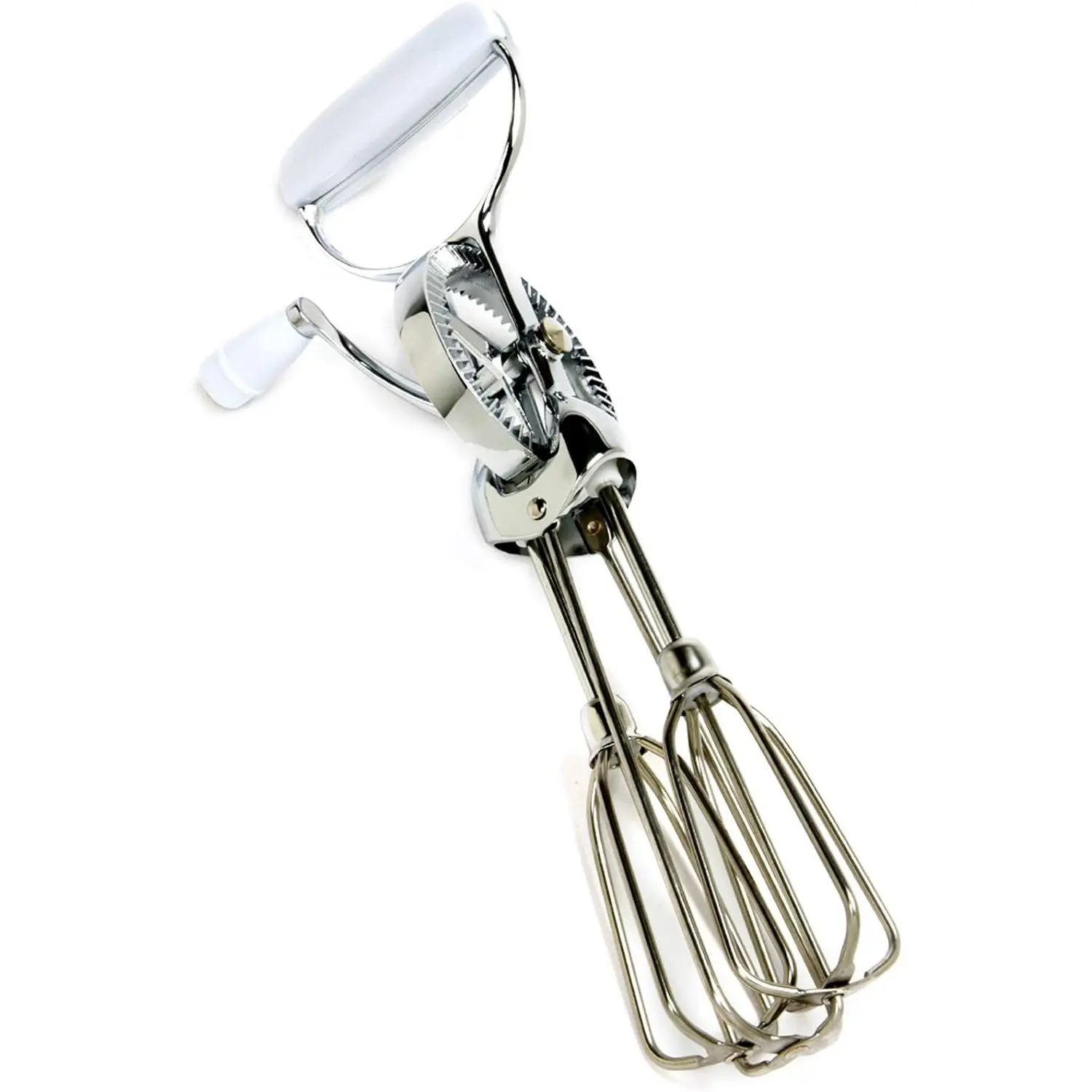 12-In Hand Crank Classic Egg Beater - 18/10 Stainless Steel Heavy-Duty Aluminium Kitchen Utensil, Handy Non-Plastic Mixer for Home Baking
