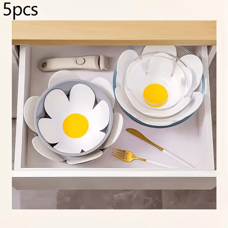 5pcs Non-Woven Insulating Pads, Dishwasher Safe, Scratch-Resistant, Space-Saving Organizer, Easy Clean Surface, Kitchen Essential