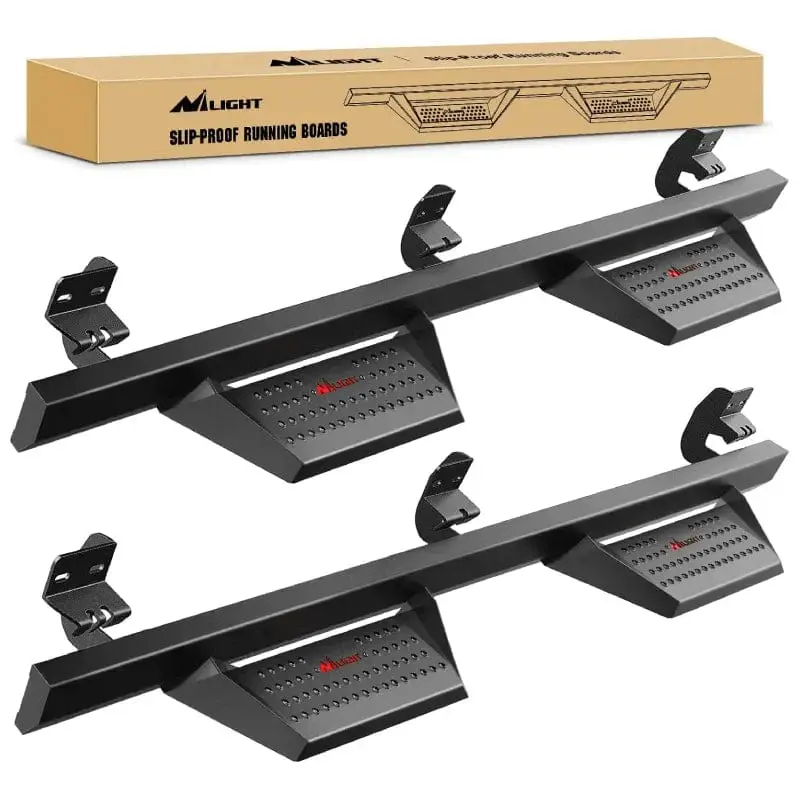 Nilight 4" Automotive Running Boards - Mild Steel, Slip-Resistant, Bolt-On, Rust-Resist Coat Side Guard Nerf Bars (450lb Capacity, 4" Drop) for 2009-2018 Dodge Ram 1500 Crew Cab, 2019-2023 1500 Classic, 2010-2019/2021-2022 2500/3500