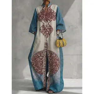 Ethnic Boho romper for Women, Loose Geometric Print Deep V Neck Wide Leg Jumpsuit with Pockets, Vintage Casual Vacation Overalls for Summer, Beach, Resort, Travel and Daily Wear