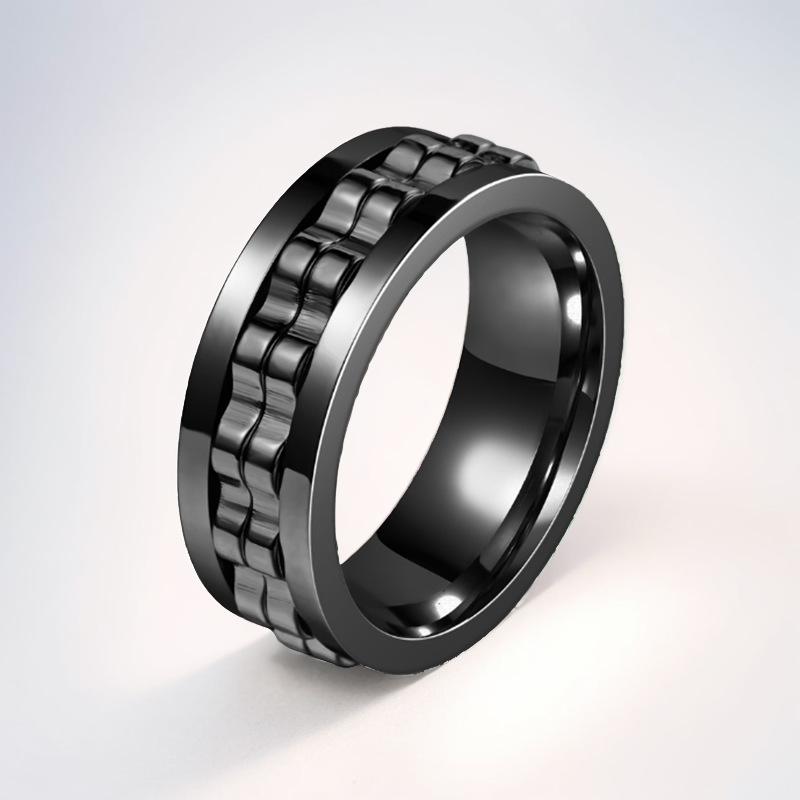 Anxiety Rings for Women and Men Titanium Steel Spinner Fidget Band Rings with Cubic Zirconia for Stress Relief and Wedding Promise Comfort Fit Size 6 to 12