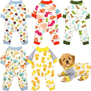 Pet Onesie Rompers for Small Dogs & Cats - Soft Breathable Cotton Puppy Clothes - Cute Animal Outfit with Button Closure - 5 Styles Variety Pack - Comfortable Indoor Apparel for Pets