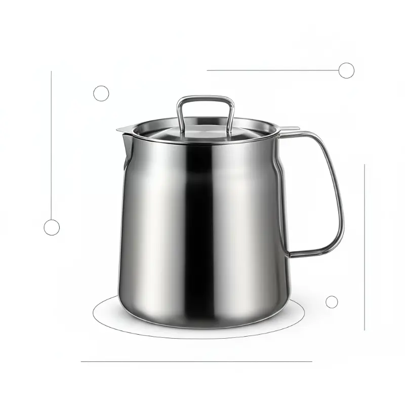 304 Stainless Steel Oil Filter Pot with Frying Basket, Household & Camping Oil Residue Separator, Kitchen Oil Tank with Filter Screen for Outdoor Cooking