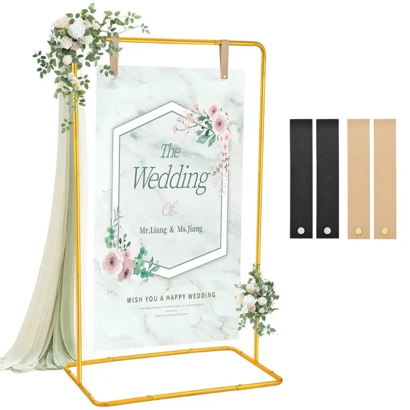 Wrought Iron Wedding Welcome Arch Frame, Durable Metal Frame, Adjustable Square Wedding Sign Display Stand, Wedding Prop Backdrop Stand, Advertising & Art Exhibition Display Rack, Size: 31.5*19.69*68.11 Inches