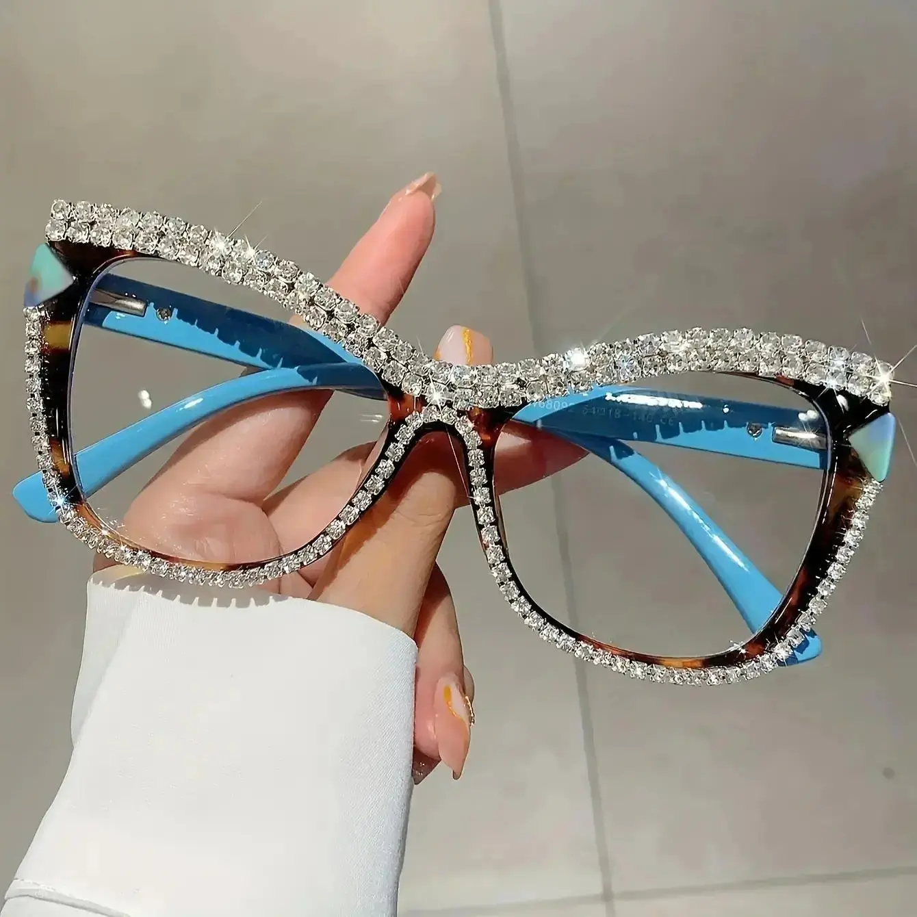 2-Pack Women’s Rhinestone Cat Eye Glasses, Clear Lens Decorative Eyewear, Lightweight Metal Frame Fashion Shades, Y2K Glam Glasses for Daily Wear, Parties & Festivals