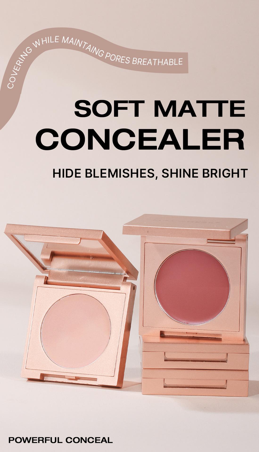 2 Single-Shade Soft Matte Concealer Palettes & 1 Makeup Brush - High Coverage, Crease-Free & Non-Clogging, Portable Design. Effortless Application: Dab, Blend & Touch Up. Suitable for All Skin Tones, Great for Travel & Everyday Makeup