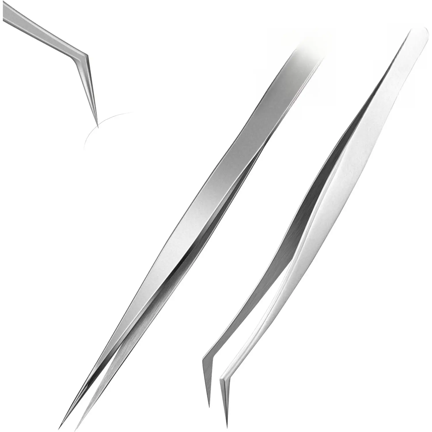 2-piece precision high-quality tweezer set, model making tools| Ultra-precise stainless steel tweezers, suitable for Gundam models, scale military models, 3D resin parts, industrial tweezers