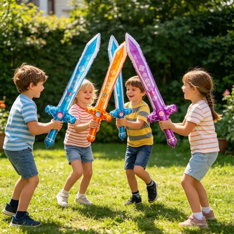 6 Random Color Sword-Shaped Aluminum Foil Balloons Children's Toy Balloons Birthday Party Decoration Holiday Arrangement Decoration Outdoor Party Balloons