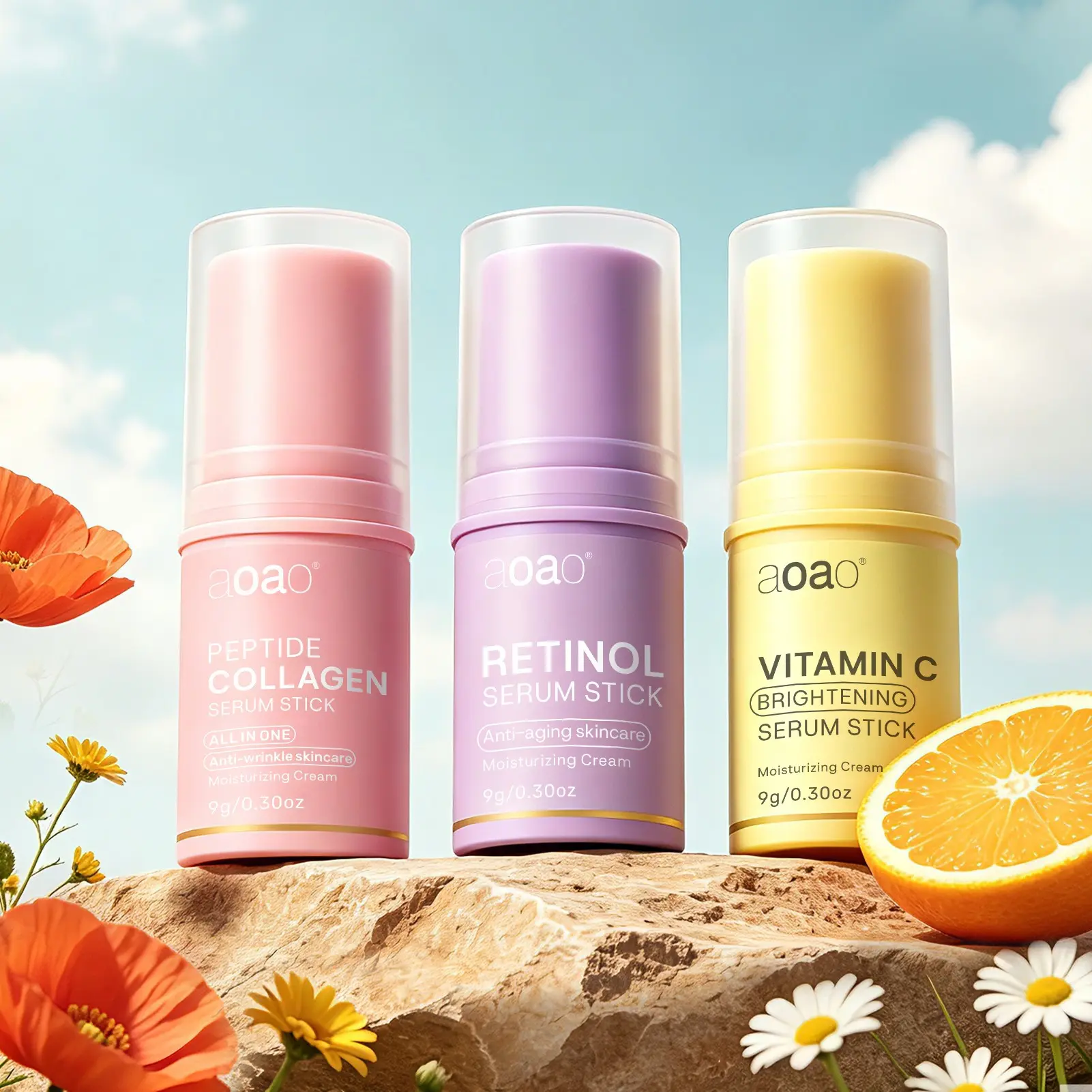 3pcs Multi-Use Moisturizing Serum Stick, Plant Extracts for Deep Hydration, Brightening and Firming Face Care, Ideal for Dry Skin