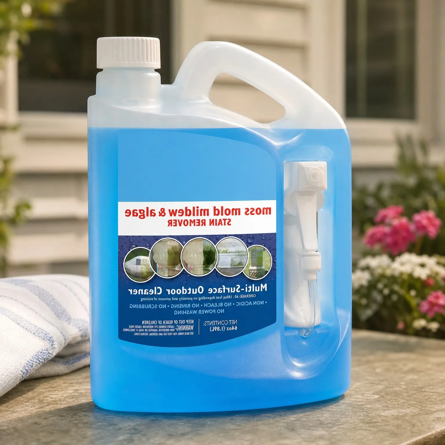 Outdoor Cleaner & Stain Remover for Mold, Mildew & Algae, 64ozGift