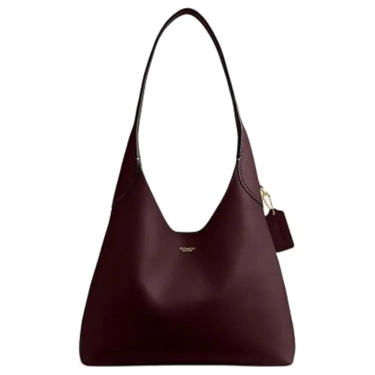 COACH Brooklyn 28 Leather Crossbody Bag for Women, Logo-Embellished, Burgundy Handbag Shoulder Bag Daily Shoulder Bag