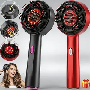 Electric Red Light Therapy Scalp Massage Brush for Women and Men, Rechargeable Handheld Hair Growth Comb with Hair Oil Liquid Dispenser, Portable Cordless Head Massager for Scalp Stimulation, Hair Regrowth, Stress Relief & At-Home Salon Hair Care