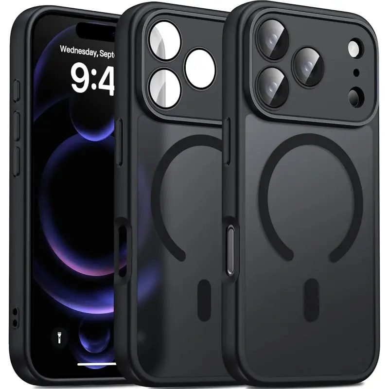 Matte Translucent Polycarbonate Magnetic iPhone Case - Premium Girly Shell, Full Body Protection Accessories, Shockproof, Waterproof, Crystal Texture, Wireless Charger Compatible, Magnet Module Included for iPhone 17,16,15,14 Plus,13,12,11 Pro Max