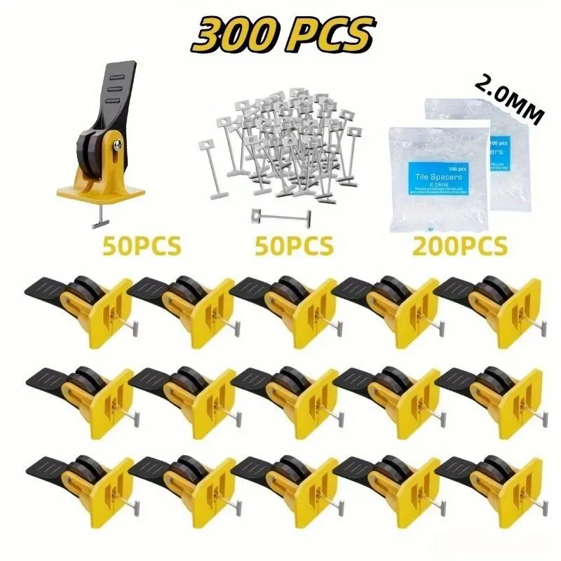 300pcs Tile Leveling System, Ceramic Spacer Kit, Wall Tile Placement Tool, Construction Equipment, Floor Tile Leveler, Artifact Distance Adjuster, Tile Installation Tools, Construction Work Tool