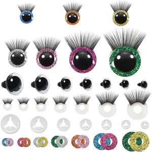 28 count Plastic Safety Eyes 12mm to 30mm Glitter Safety Eyes with Washers  Black Eyelashes for Amigurumis Craft Crochet Eyes for DIY Puppet Stuffed  Doll Making