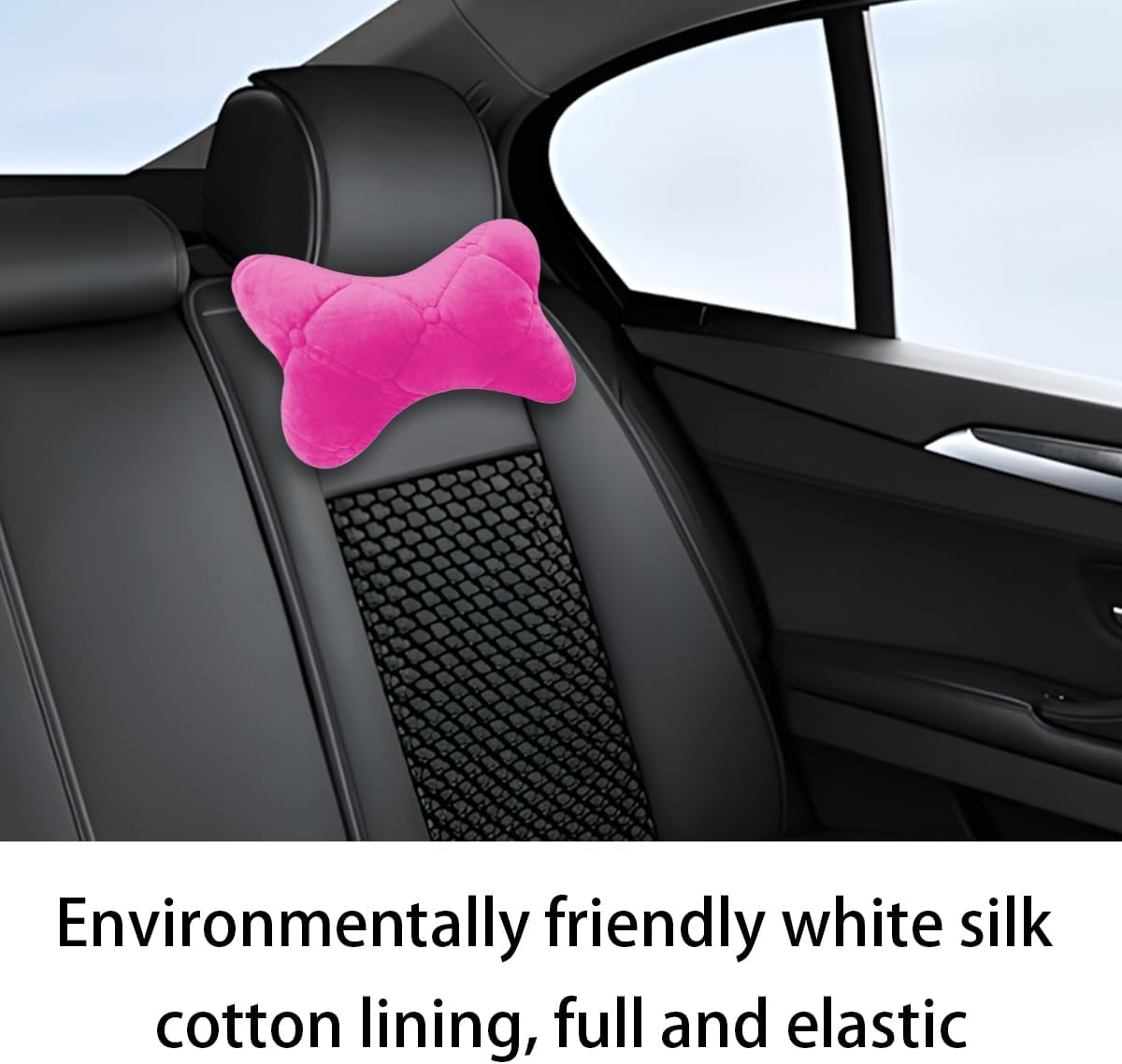 2PCS Car Headrest Pillow, Soft Comfortable Vehicle Neck Pillow Cushion, Automotive Interior Head Rest Pad Accessories for Driving Fatigue Relief, Universal for SUV, Sedan, Truck (Pink)