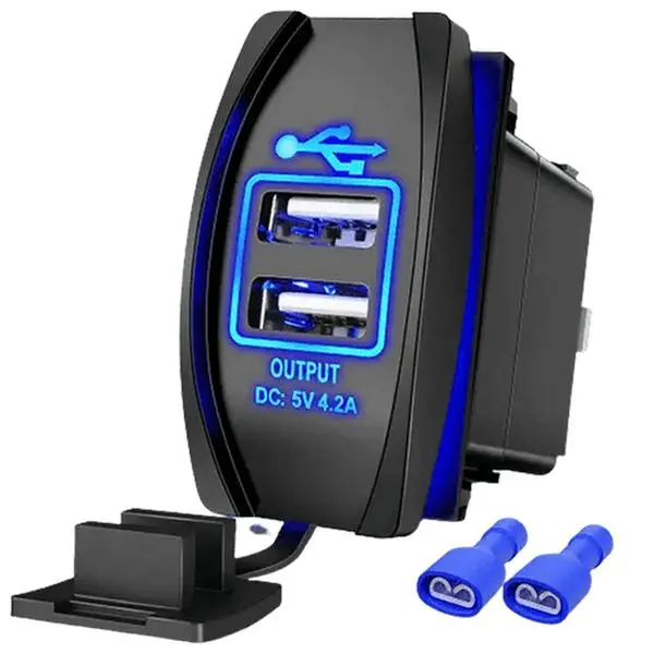 Nilight Rocker Switch Style Dual USB Fast Charger - 5V 4.2A, 12v-24v DC Compatible, Easy Installation Charging Solution for Smartphones, Electronic Devices, Fast Chargers