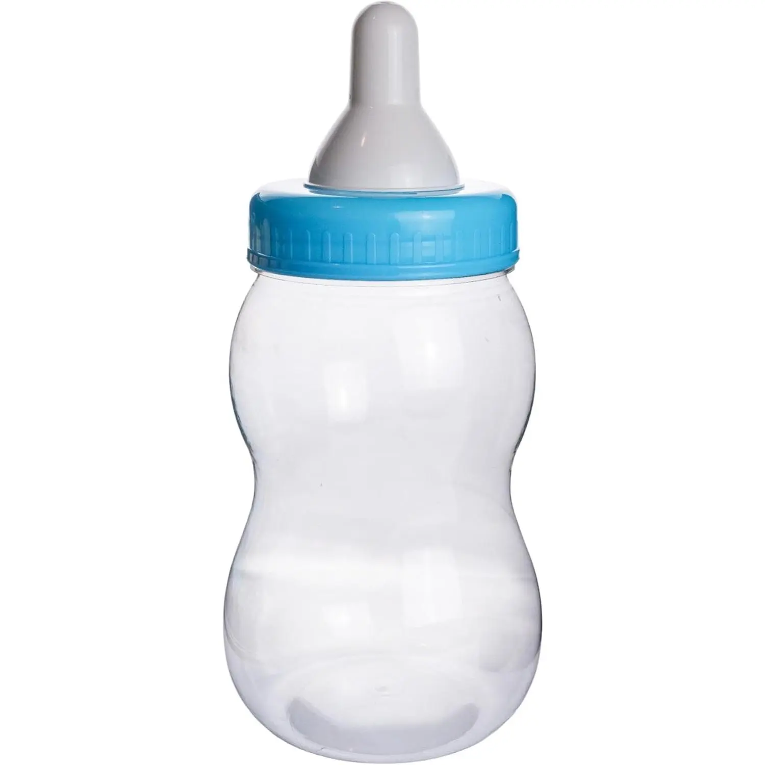 Plastic Baby Bottle Bank, 13" Blue Fillable Baby Shower Bank, Plastic Jumbo Baby Favor Bottle Centerpiece