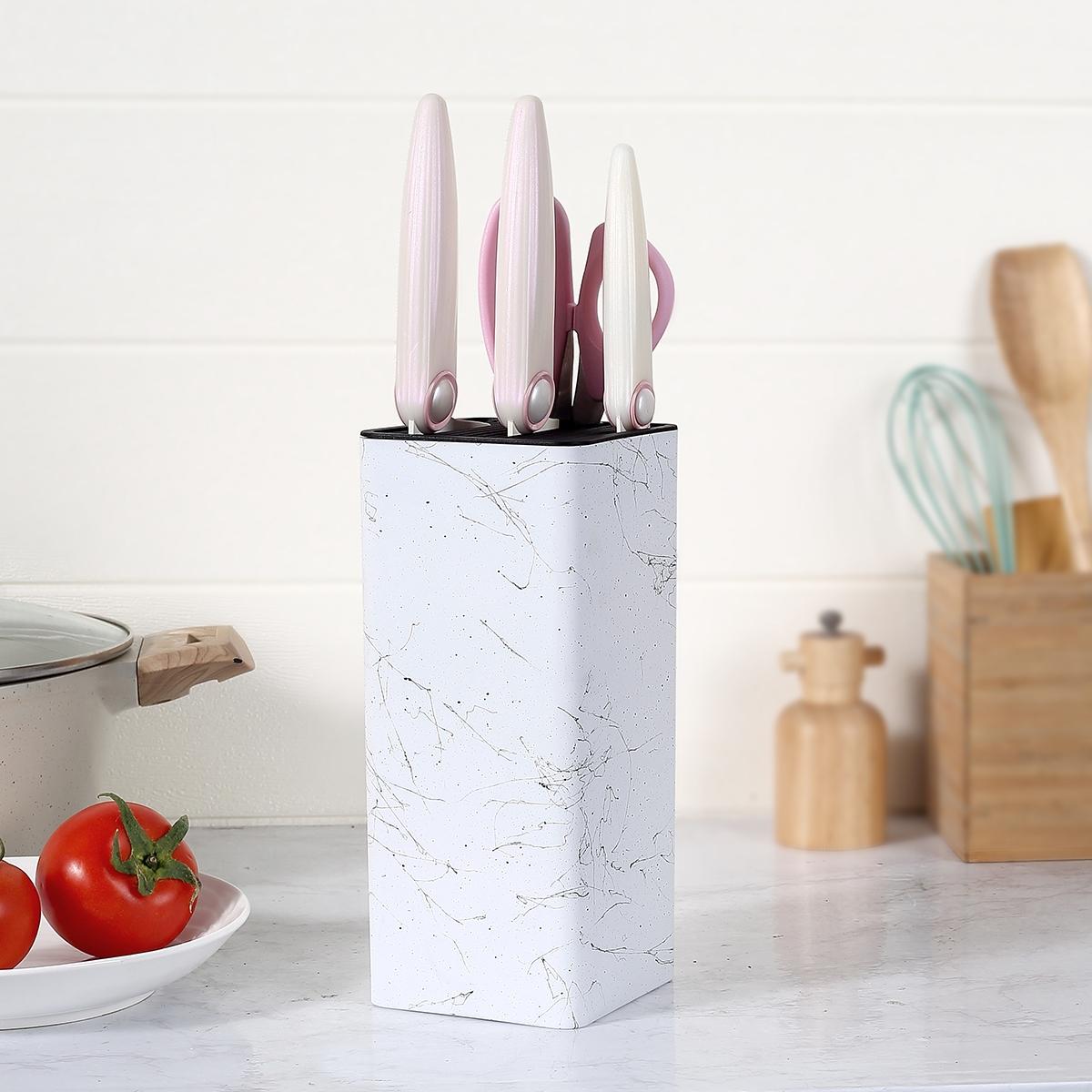 Modern Marble Pattern Knife Block, Multifunctional Knife Holder, Kitchen Utensils Storage Rack, Home Organizer for Kitchen, Kitchenware