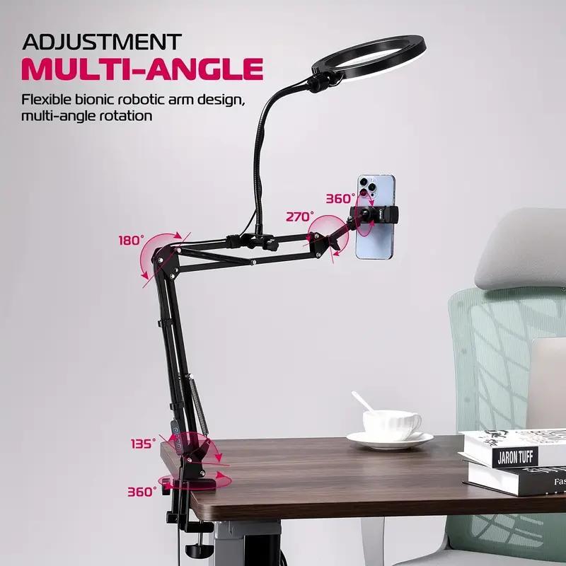 Live Streaming Ring Light for Perfect Makeup, Adjustable Beauty Desk Light for Indoor Photography, Ideal for Tiktok & Mobile Shooting, Led Posing Light