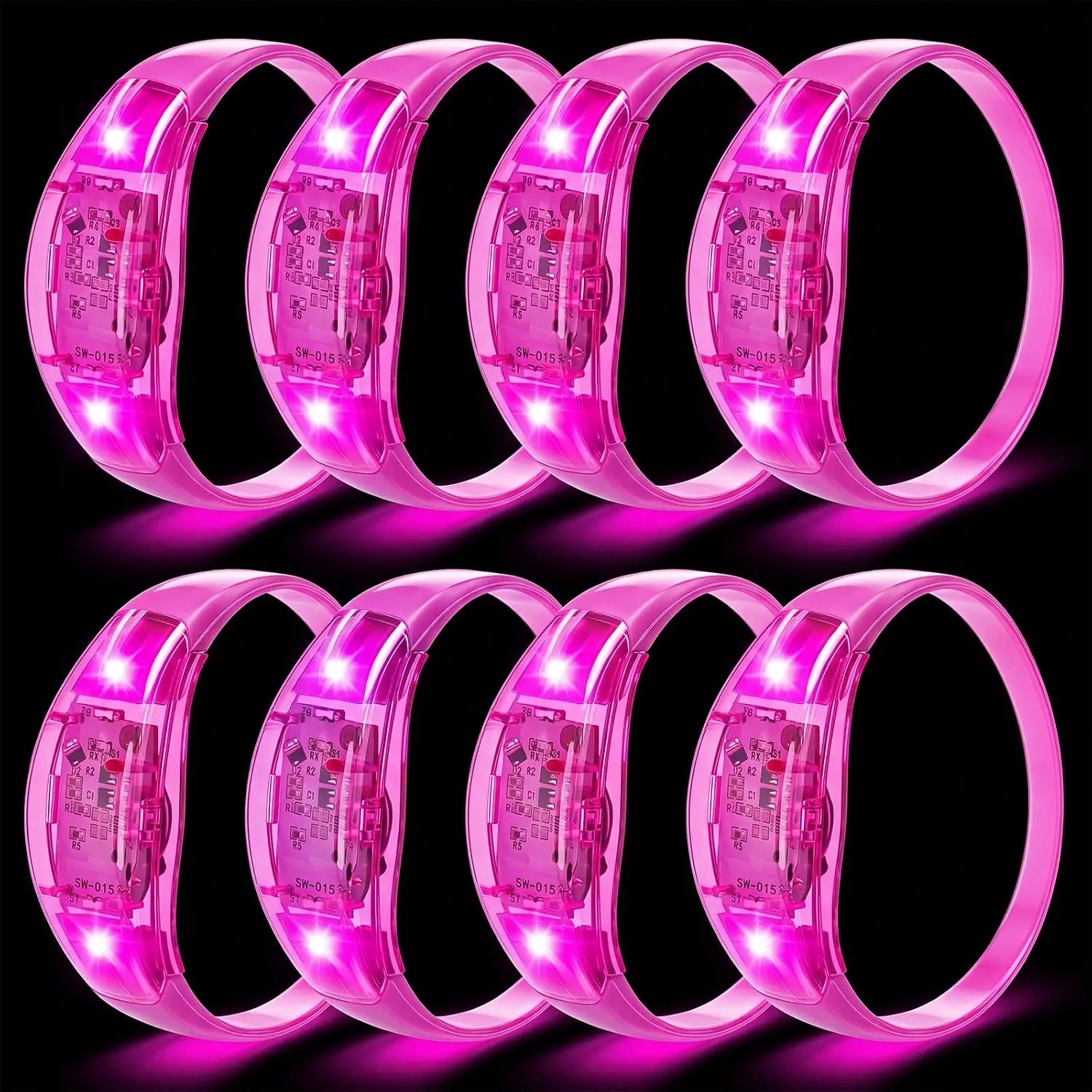 8 count LED Glow Bracelets Sound Activated Light up Bracelets  Wristbands for Concerts  Festivals Raves Birthday Party Favors