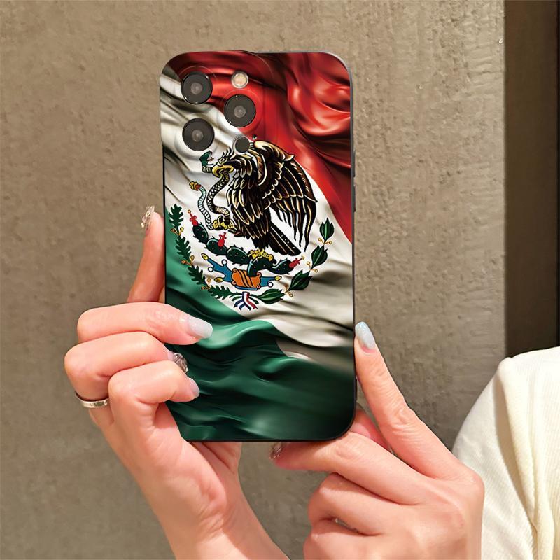 Mexico Flag Pattern Phone Cases with Lens Protector, Shockproof Mobile Phone Case, Decorative Phone Protector Cover, Phone Accessories Compatible with iPhone 17 16 15 Pro Max Case iPhone 14 Pro Max Case iPhone 11 Cases