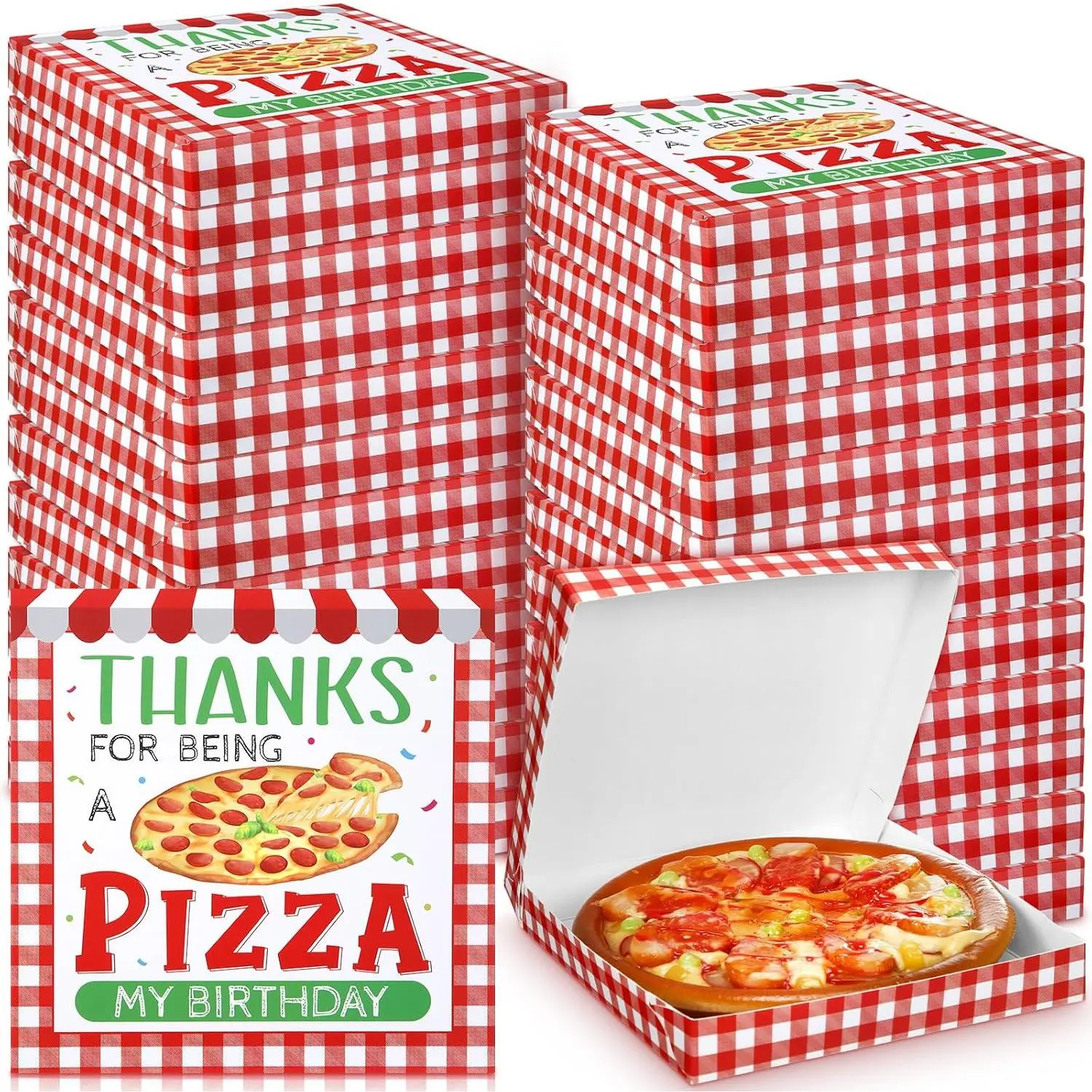 24 count Mini Pizza Box 6.3 x 6.3 x 0.9 Inch Mini Pizza Box Takeout Boxes  Delivery Boxes for Guests Celebrations Party Favors Weddings (Birthday Party)