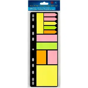 Ring Binder Sticky Notes Set - 270 Sheets of Sticky Page Markers,  Flags, Sticky Pads in  Neon Colors & Sizes - Ideal for Binders, Notebooks, Documents & Office Use - 1 Pack