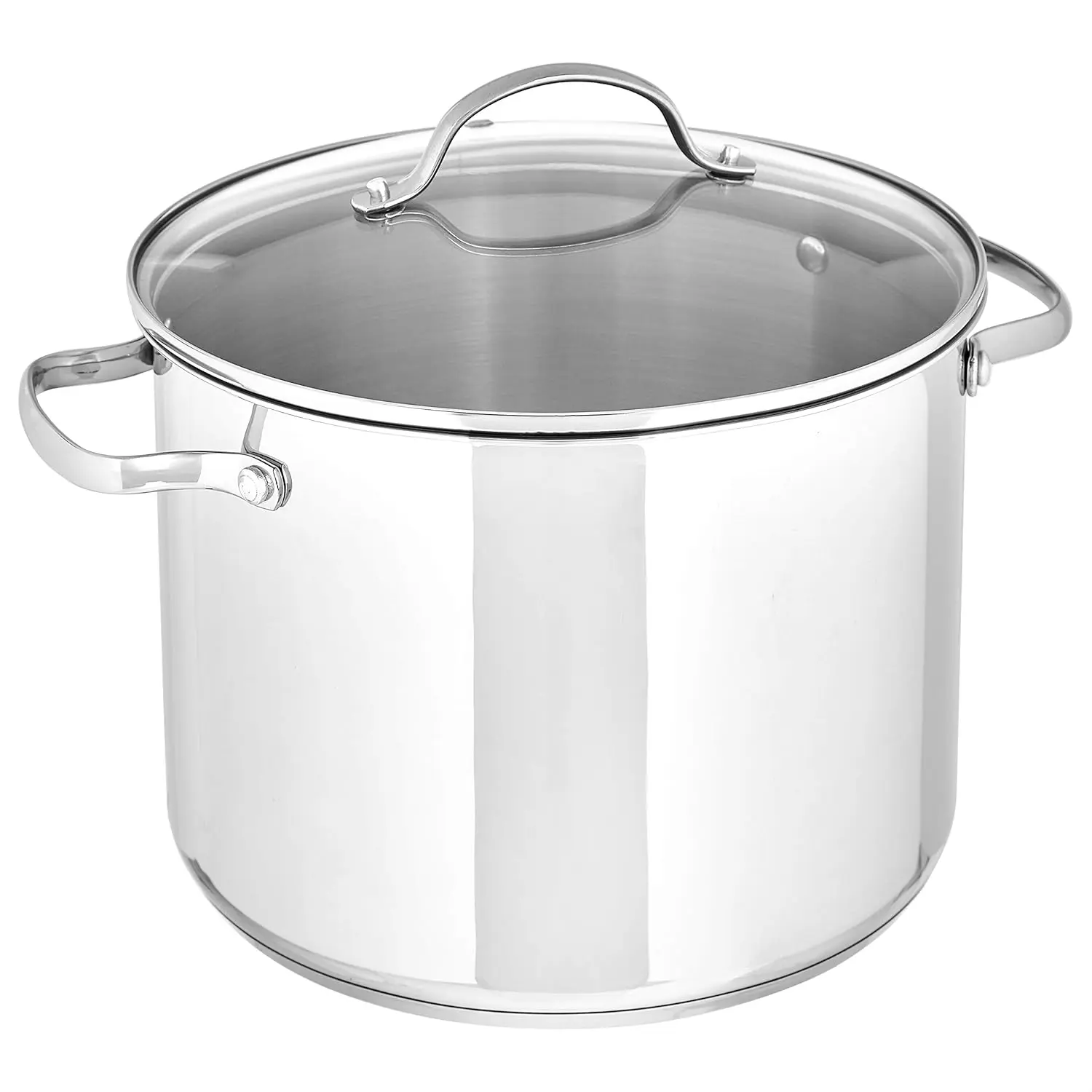 basic stainless steel induction cooker compatible stockpot, with glass lid, oven-safe, dishwasher-safe, durable, 8 quarts, silver