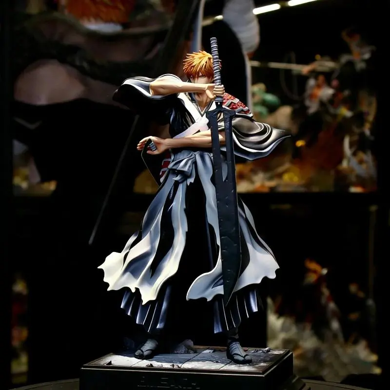 35cm Bleach Dual Blades Ichigo Kurosaki Figure Thousand-Year Blood War Anime Statue Desktop Ornament Collect Model Toy Boys Gift