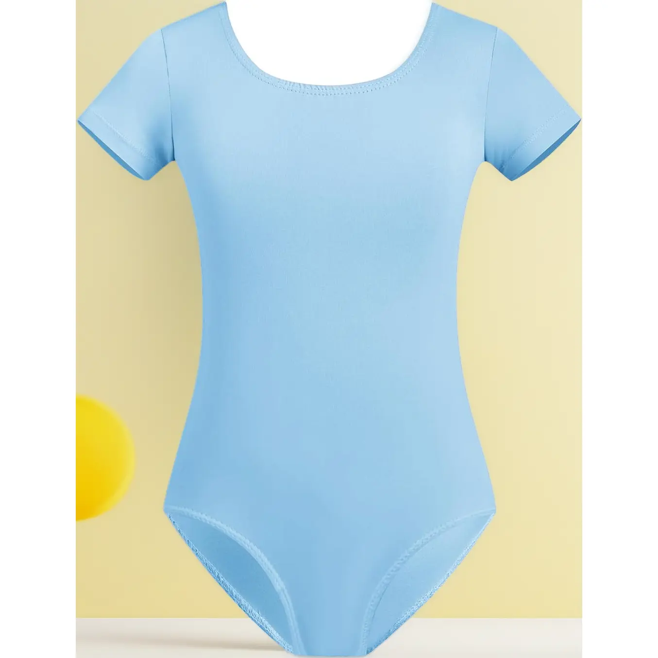 Toddler & Kids Girls' Gymnastics Leotards - Fitted Slim-Fitting Bodysuit, Plain Stretchy Short Sleeve, Black Pink White for Ballet Dance & Tumbling, One-Piece