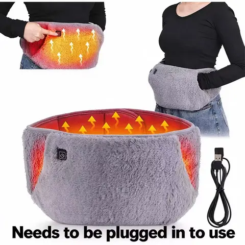 Electric Heated Waist Belt, Three-Stage Temperature Adjustment, Warm Waist Hand Belly, Soft Skin-Friendly, Home Commute Menstrual Period Use, Heated Wrap, Adjustable Heating Temperature, Heat Pads