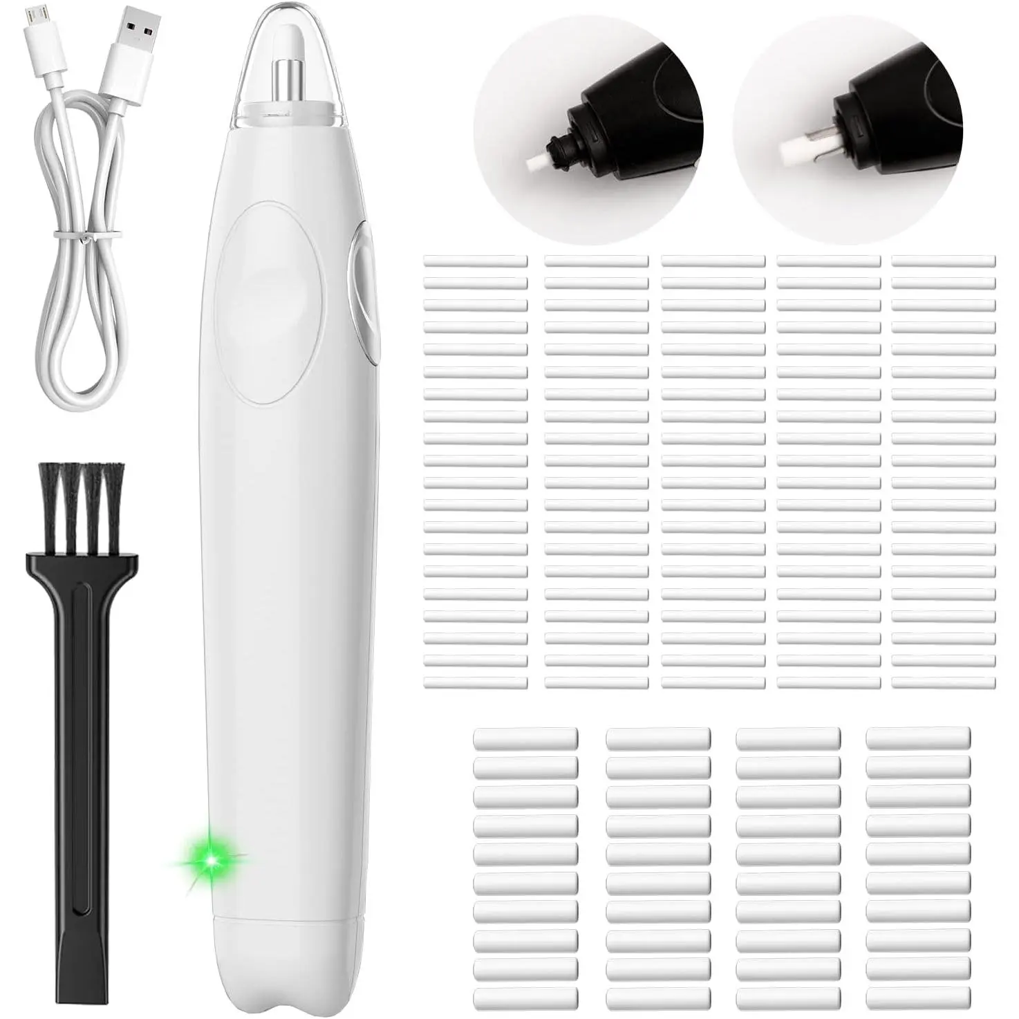 Rechargeable Operated Electric Eraser Kit for Artists, White | Kit with 2 Eraser Sizes, 140 Refills, Automatic Portable Eraser for  Drawing, for Sketch Pencil, Crafts