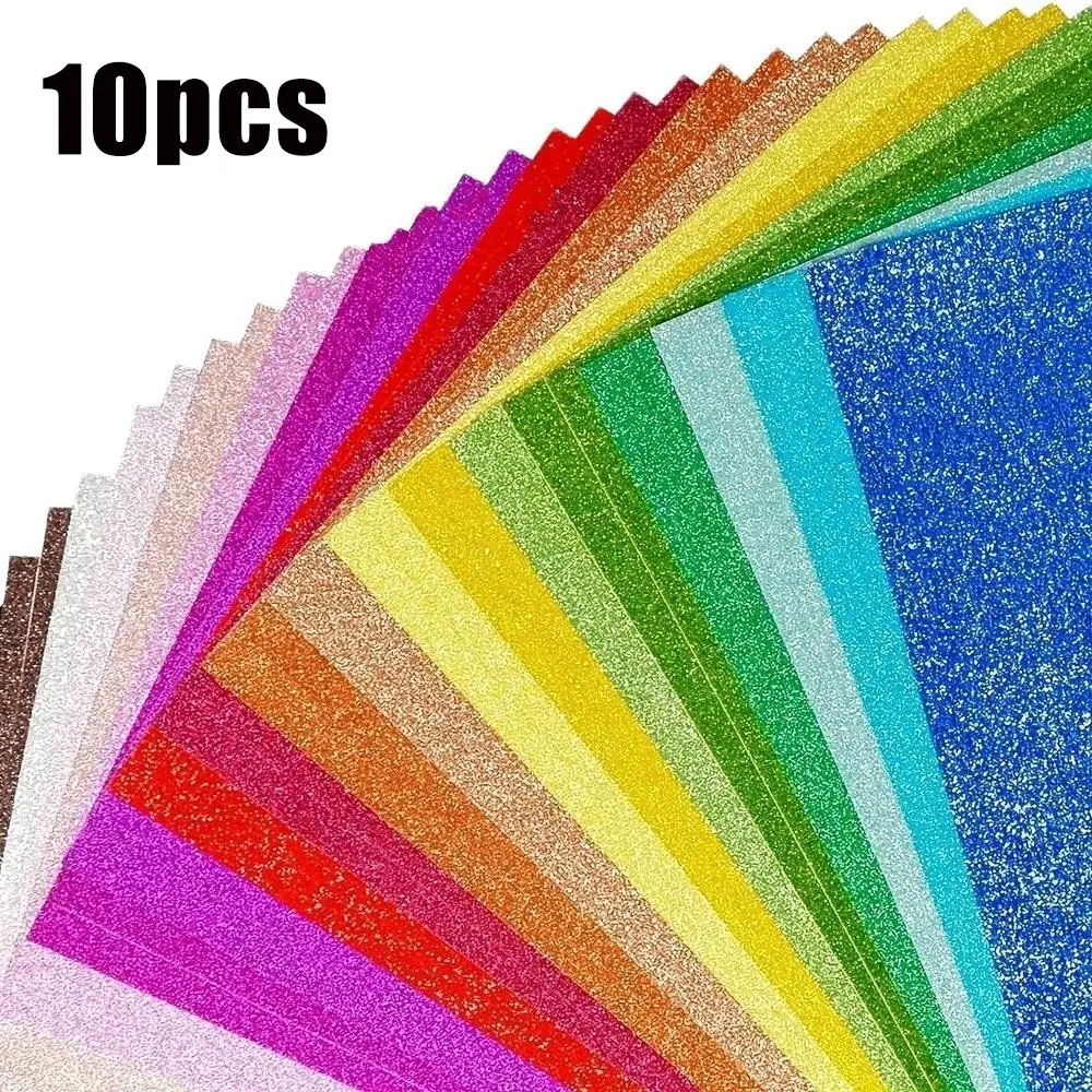A4 Glitter Cardstock Paper, 10pcs Colorful Crafts Premium Glitter Paper, A4 Glitter Card Stock for DIY Projects Card Making Gift Making Card Making Supplies