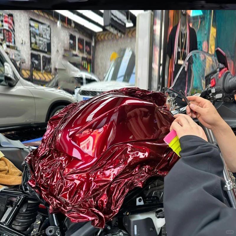 Premium PET High Glossy Liquid Metallic Dragon Blood Red Vinyl Wrap Film Car Wrapping Motorcycle DIY Sticker Decal Air Release Self Adhesive Car Stickers Car Decals