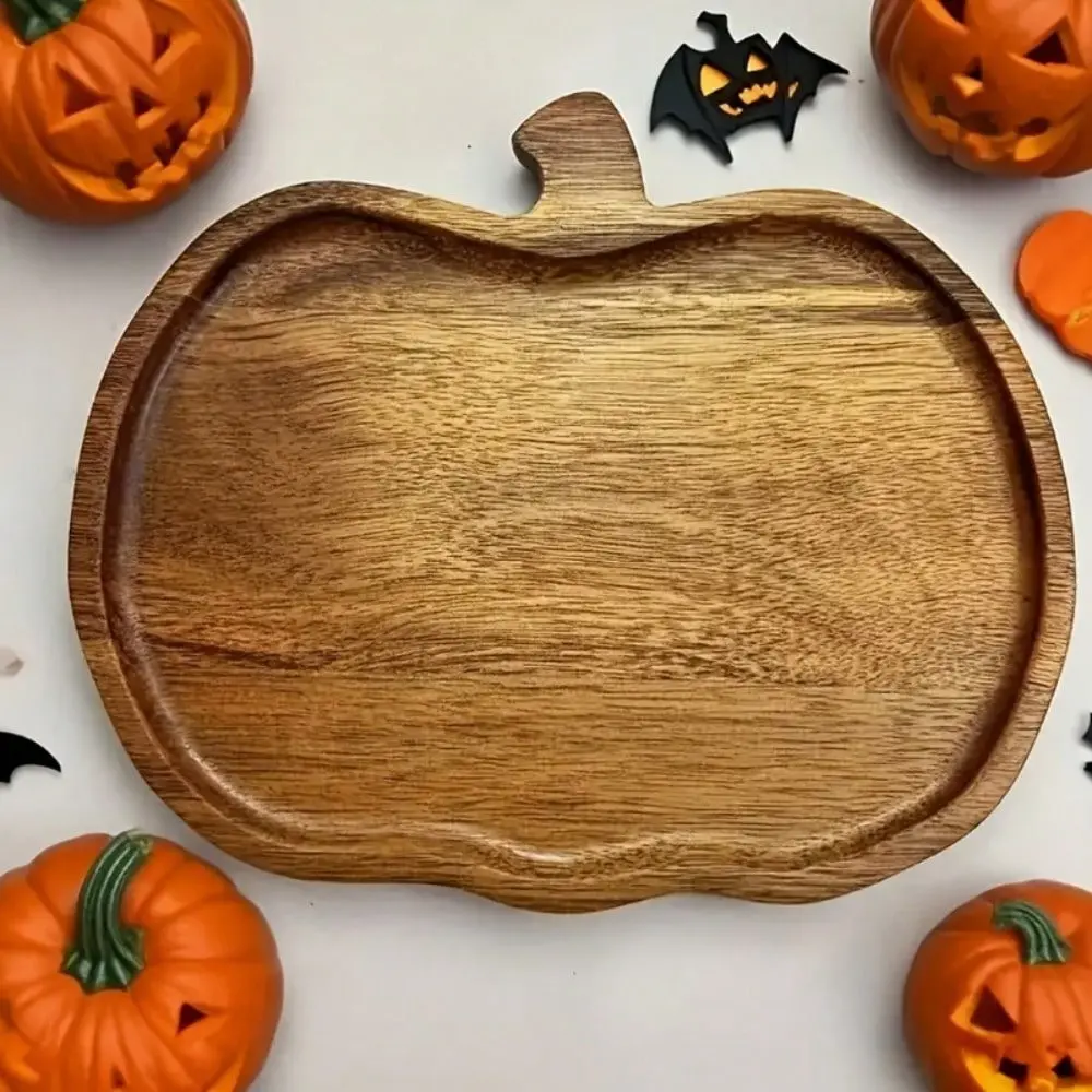1pc Handmade Dreamy Pumpkin Tray, Rustic Wood Tray, Food Safe, Ideal for Candies, Snacks, Dried Fruits, Small Treats, Halloween, Thanksgiving