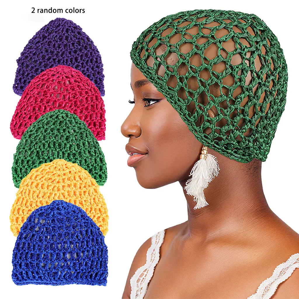 Random 2 pieces of sleep hair nets, lightweight and breathable viscose mesh crochet hair nets – smooth, soft, and comfortable, suitable for long-term wear, handmade, Haircare