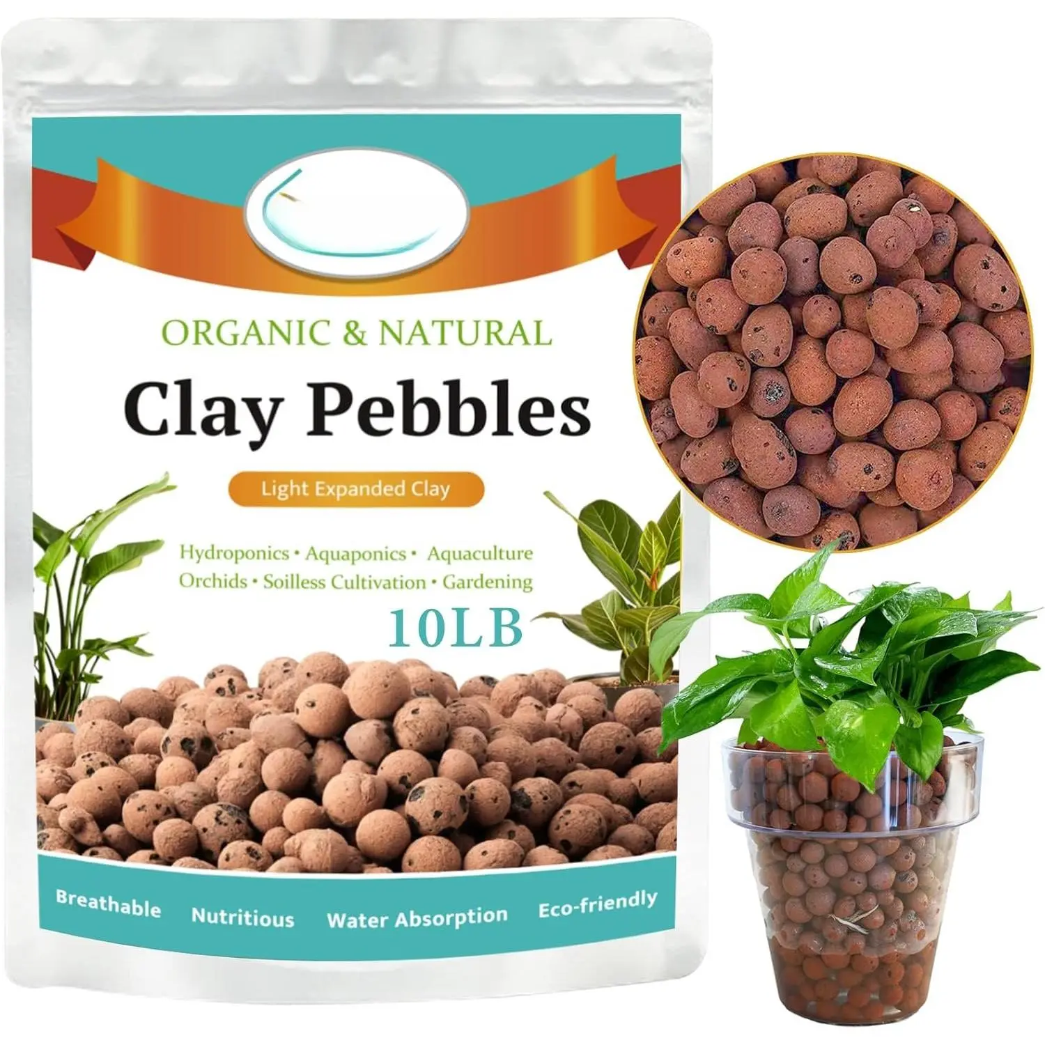 10 LB  Leca Clay  for , 4mm-16mm   Leca Balls for Indoor , Hydroton Clay  for  Hydroponic Aquaponics Growing Orchid Drainage Terrarium