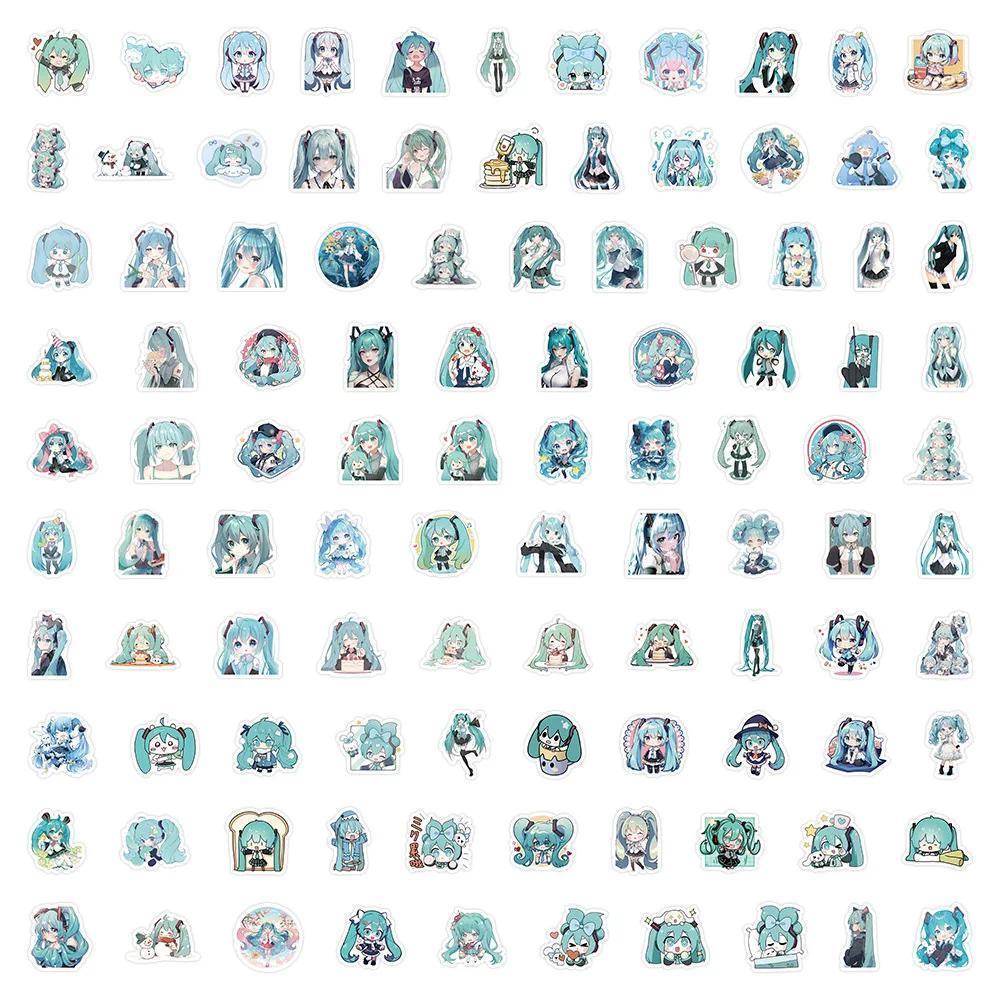 100pcs Hatsune Cute Miku Stickers Pack Waterproof Phone Case Cartoon Journaling Stationery Kawaii Packaging Laptop Stickerpopular stickers Cute beautiful