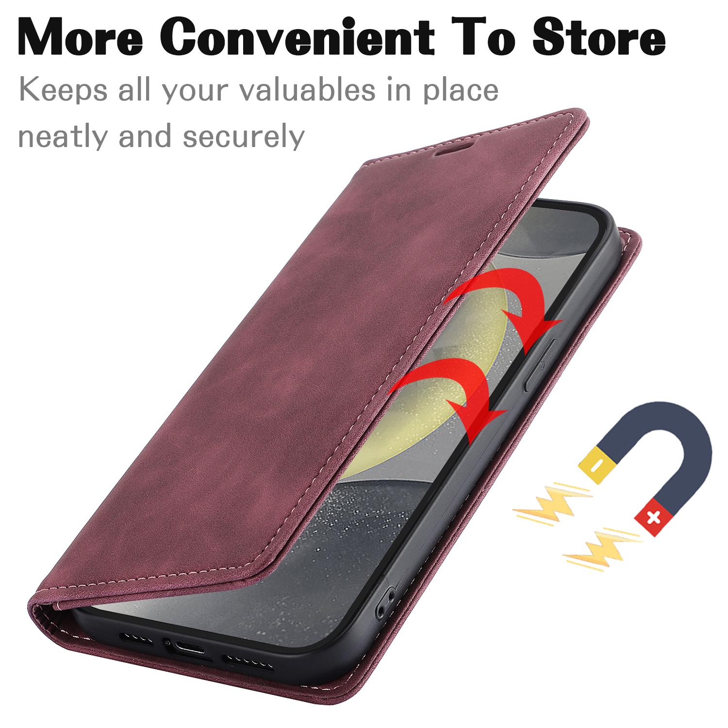 Leather Magnetic Flip Wallet Case with Card Slot, Compatible with Samsung S26 Ultra S25 S24 S22 S21 S20 S10 Plus , Flip Cover Card Holder