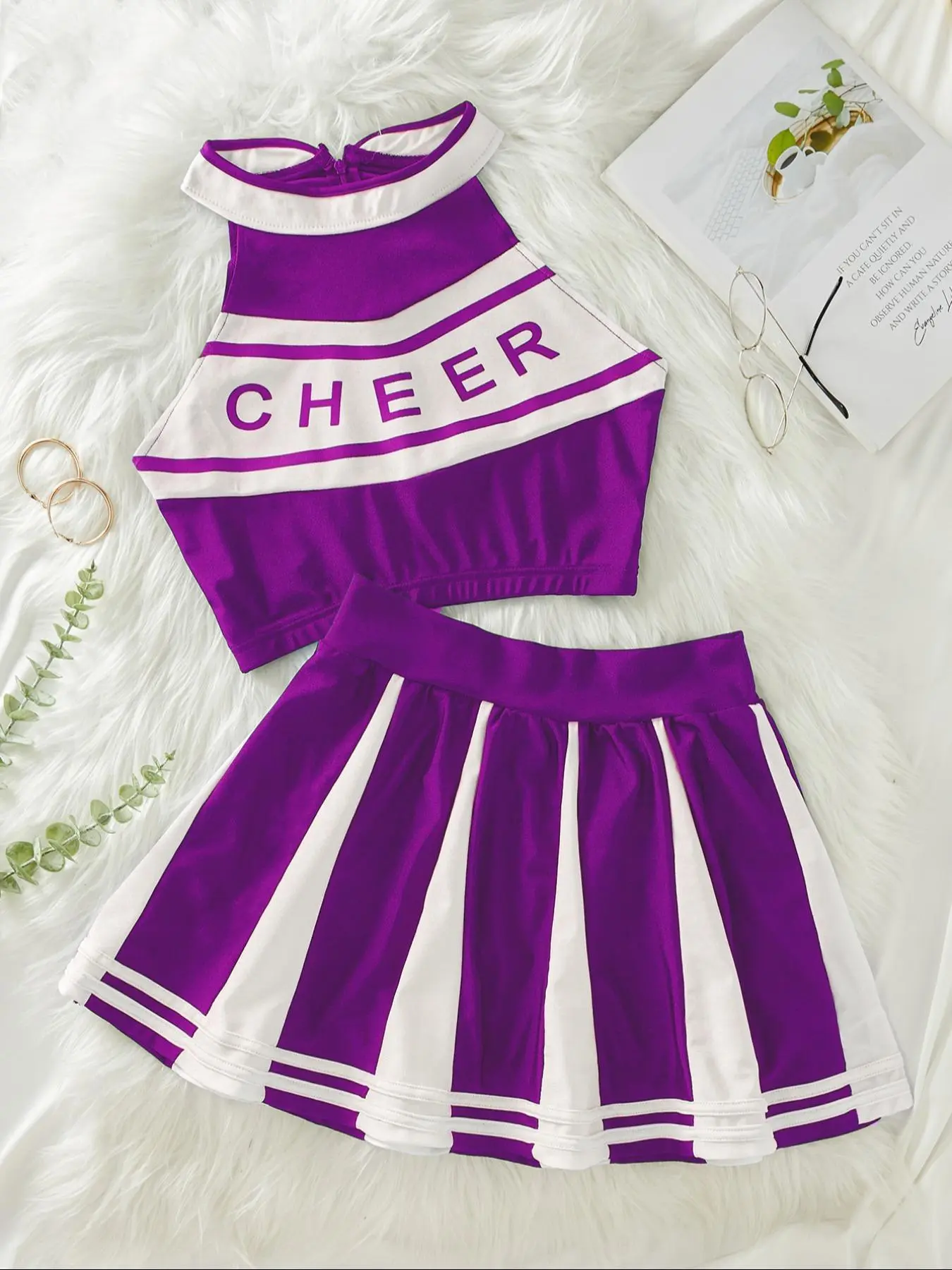 Women's Colorblock Letter Cheerleader Costume Set, Striped Trim Crop Top & Skirt/Shorts/Panty, Ladies Sexy Lingerie Set for Party Cosplay sexy altgirl rave outfit chica under