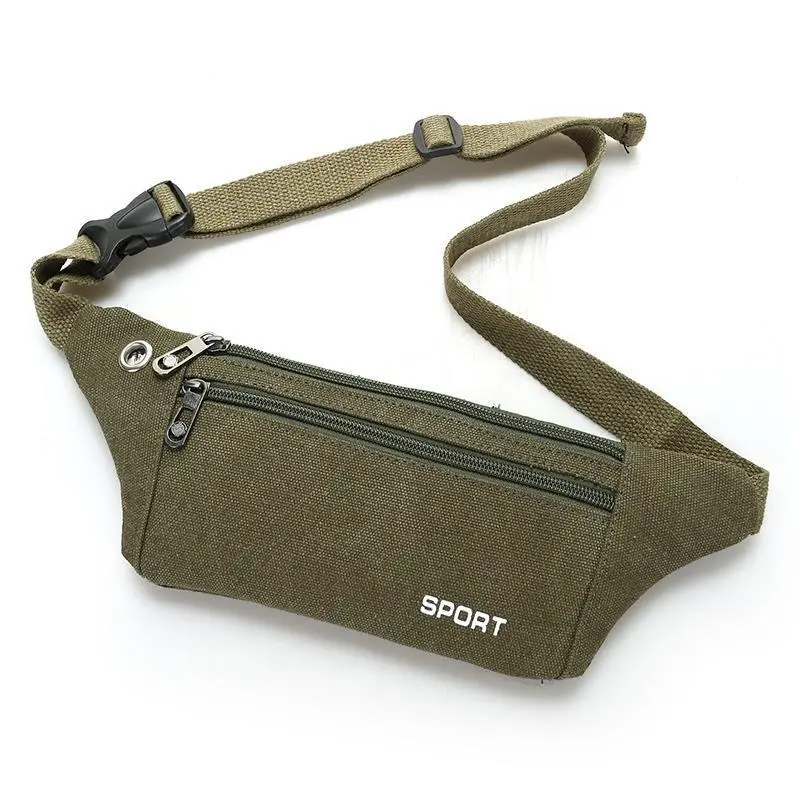 Canvas phone waist bag for men - durable outdoor sports, hiking, running, construction site work, and street vendor bag