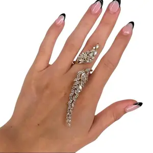 Elegant Glittering Open Adjustable Ring - Rhinestone Iced Out Sports & Outdoor Protective Accessories for Women, Daily Wear Jewelry