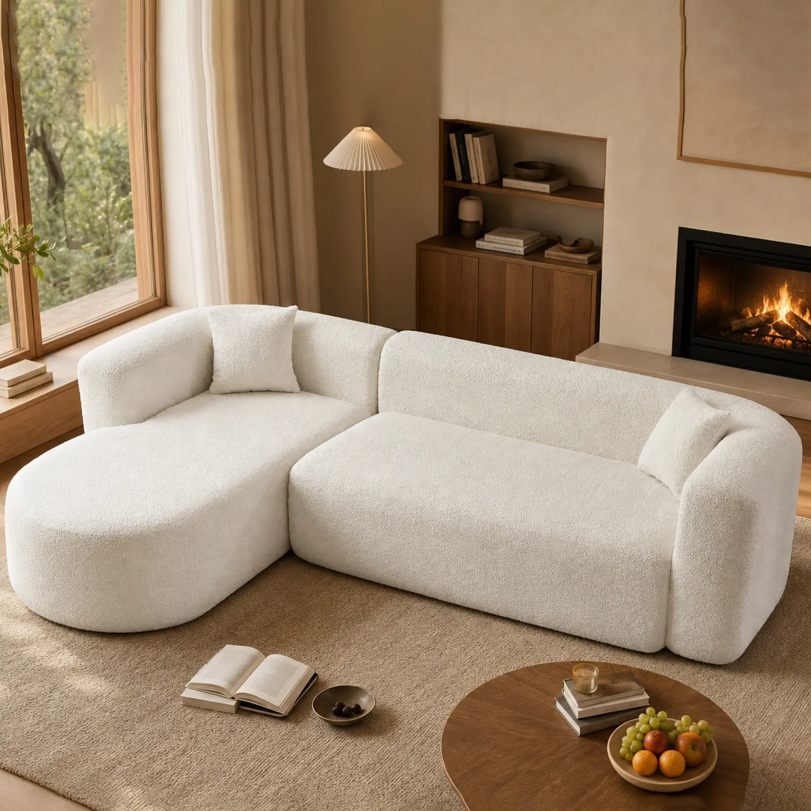 ARCH Modular L-Shaped 3-Seat Sectional Sofa with Chaise, 109.4" Cloud Couch for Living Room, White Chenille Fabric, No Assembly Required, Soft High-Resilience Foam Cushions, Easy-Clean Indoor Furniture, Three Seats