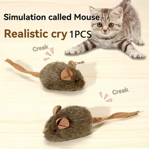 Interactive Plush Toy for Cat, Realistic Mouse Shape Toy with Touch-Activated Sound, Kitten Self-Entertaining Toy, Durable Chew Toy