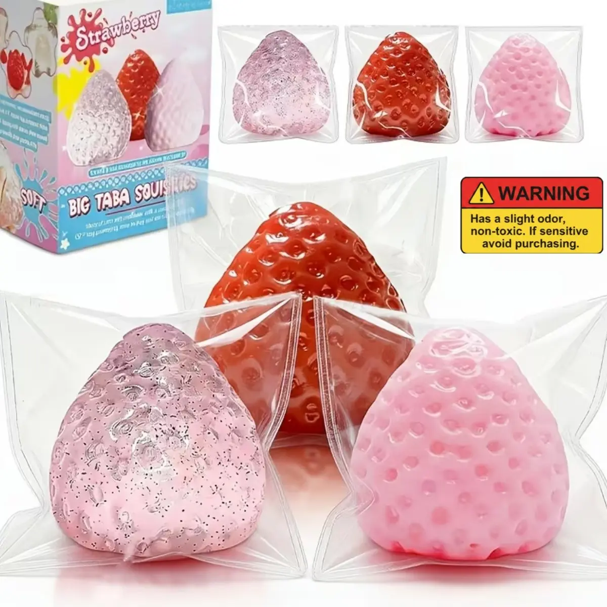 Big Taba Squishies Strawberry Toys, Strawberry Stress Ball, Squishy Fidget Toys Set Relax, Upgrade Kawaii Taba Squishies for Party Favors, Christmas Gifts, Goodie Bags Stuffers, Easter Basket Fillers, Gifts, Office Leisure, Desk Accessory, Cat & Dog Toys