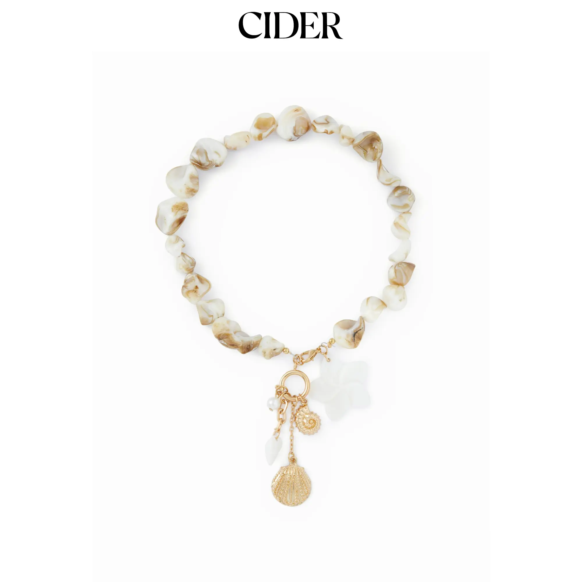 Cider SHELL & STARFISH & FLORAL NECKLACE
