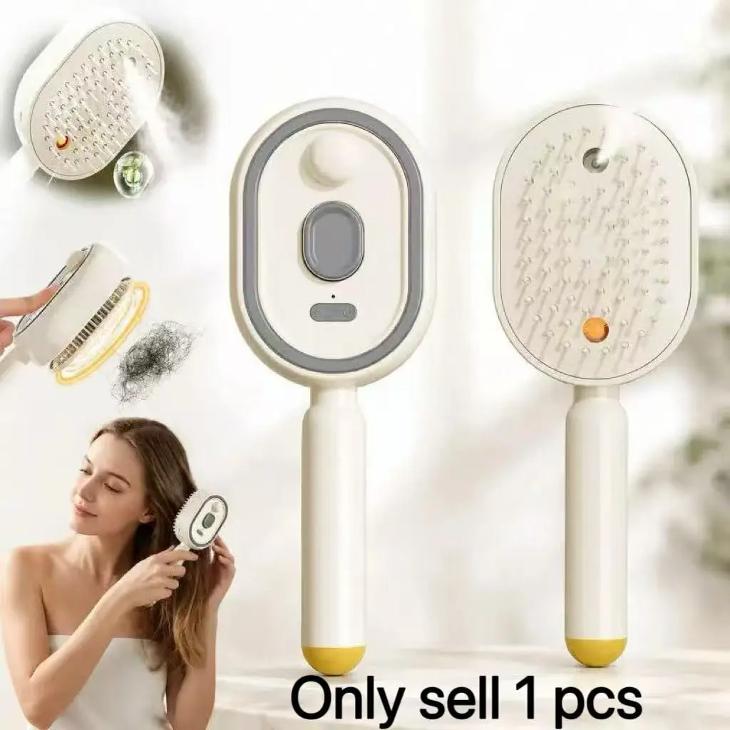 Electric Spray Air Cushion Massage Comb, Four-In-One Fine Mist Hair Brush, Scalp Massage, Anti-Tangle, Antistatic, Rechargeable, Daily Hair Care